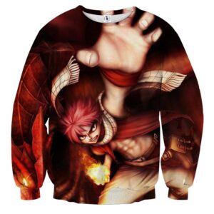 Fairy Tail Anime Natsu Fire Dragon Iron Fist Art Sweatshirt