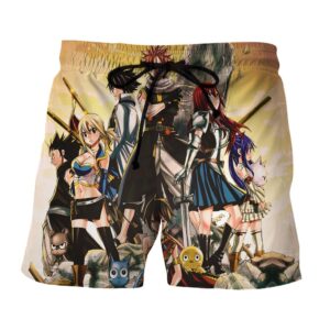 Fairy Tail Cool Characters Natsu Lucy Erza Happy Boardshort