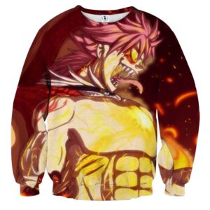 Fairy Tail Crazy Natsu Fire Dragon Form Orange 3D Sweatshirt