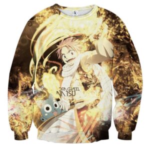Fairy Tail Cute Natsu Dragneel Happy Flame Aura Sweatshirt