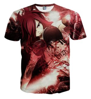 Fairy Tail Elegant Erza Scarlet Red Fire Empress Armor T-Shirt