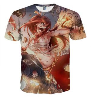 Fairy Tail Epic Erza Scarlet Fire Flame Samurai Armor T-Shirt