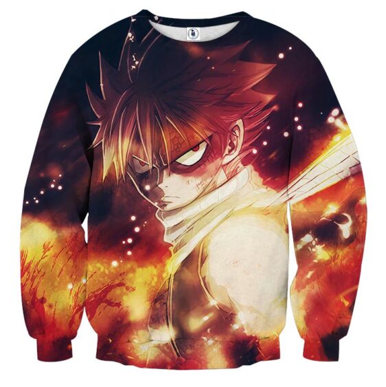 Fairy Tail Fierce Natsu Fire Dragon Slayer Orange Sweatshirt