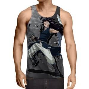 Fairy Tail Gajeel Redfox Brown Panther Lily Black Tank Top