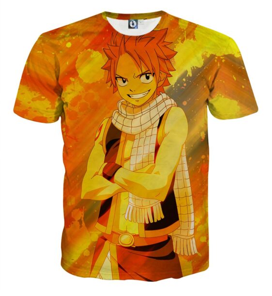 Fairy Tail Glad Natsu Dragneel Orange Paint Graffiti T-Shirt