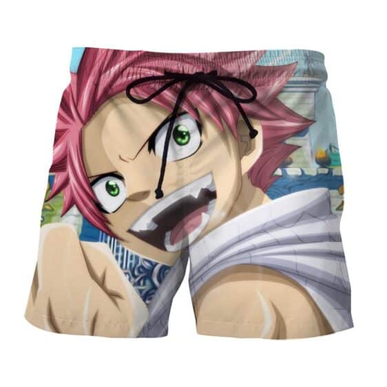 Fairy Tail Mage Natsu Energized Motivated Look 3D Boardshort