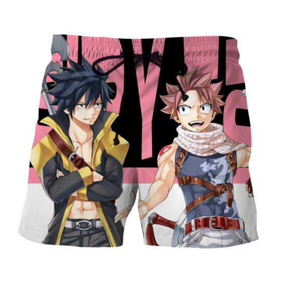 Fairy Tail Natsu And Gray Mage Pink Letter Design Boardshort