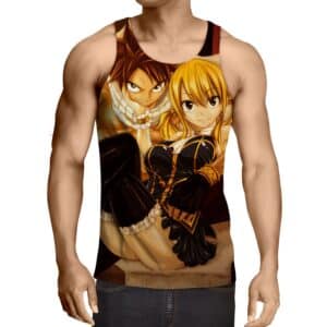 Fairy Tail Natsu And Lucy One Hand Love Pose Yellow Tank Top