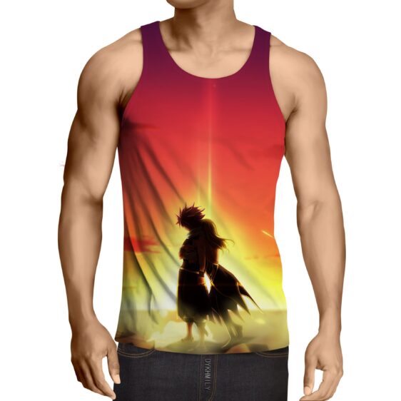 Fairy Tail Natsu And Lucy Sunset Back Hug Awesome Tank Top