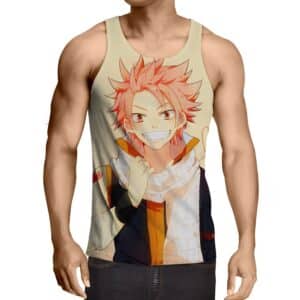 Fairy Tail Natsu Charming Smile Heart String Beige Tank Top