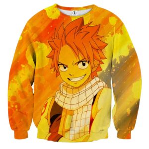 Fairy Tail Natsu Dragneel Orange Paint Graffiti Sweatshirt