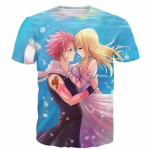 Fairy Tail Natsu Lucy Couple Under the Water Together Romantic T-shirt - Konoha Stuff - 1