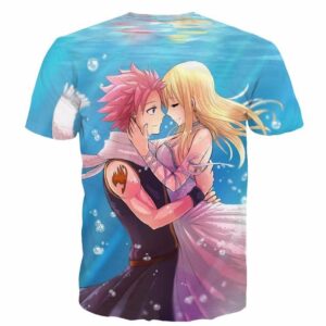 Fairy Tail Natsu Lucy Couple Under the Water Together Romantic T-shirt - Konoha Stuff - 2