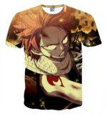 Fairy Tail Scary Natsu Dragneel Angry Wounded Face T-Shirt