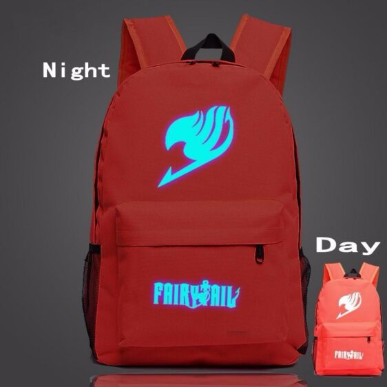Fairy Tail Symbol Red Fire Glowing Luminous School Trendy Design Backpack - Konoha Stuff