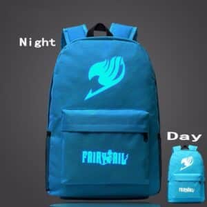 Fairy Tail Symbol Sky Blue Luminous School Trendy Design Backpack - Konoha Stuff