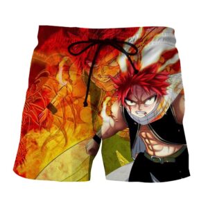 Fairy Tail Wounded Natsu Dragneel Orange Flame 3D Boardshort