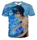 Fairy Tail Gray Naked Handsome Full Print Blue T-Shirt
