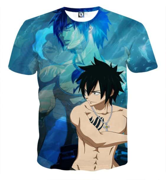 Fairy Tail Mage Gray Fullbuster Naked Top Icy Blue T-shirt