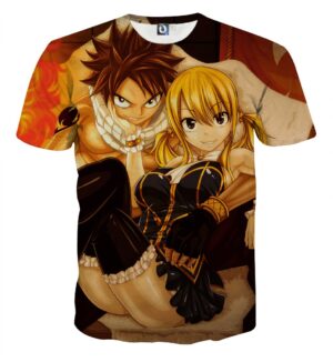 Fairy Tail Natsu And Lucy One Hand Love Pose Full Print T-shirt