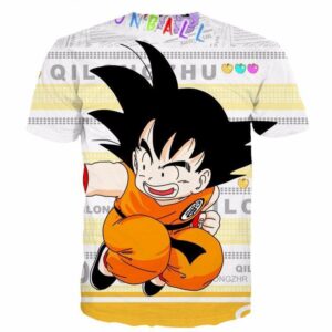 Funny Candy Cute Jumping Young Kid Goku Letters Classic T- Shirt - Saiyan Stuff