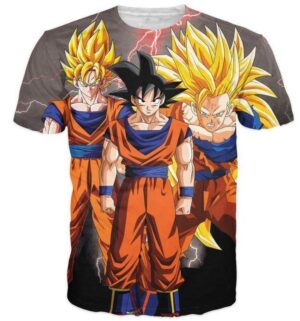 Goku Transformation Thunder Black Super Saiyan All Over Printed T-Shirt - Saiyan Stuff
