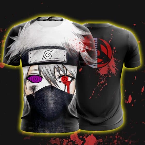 Naruto Kakashi Scary Bloody Left Eye Artistic Design T-Shirt