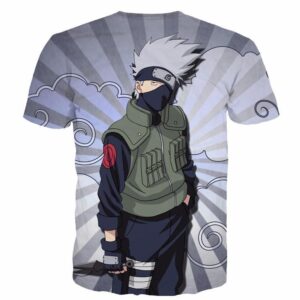 Kakashi Hatake Naruto Anime Stripes Vintage Grey Clouds 3D T-Shirt - Konoha Stuff