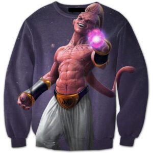 Kid Buu Artwork 3D Pure Evil Dark Side Badass Crewneck Sweater - Saiyan Stuff