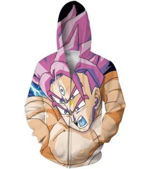 Lord Goku Super Saiyan God Purple Hair Zip Up Hoodie - Saiyan Stuff