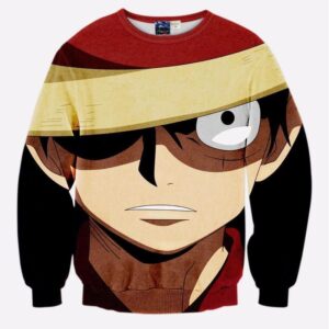 Monkey D. Luffy Face One Piece Manga 3D Dope Crewneck Sweater - Konoha Stuff
