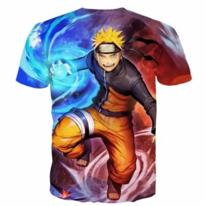 Naruto Fighting Red Blue HD 3D Space Summer T-Shirt - Konoha Stuff