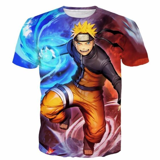 Naruto Fighting Red Blue HD 3D Space Summer T-Shirt - Konoha Stuff