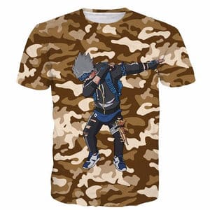 Naruto Kakashi Hatake Camo Military Camouflage Dab Dance T-shirt - Konoha Stuff - 1