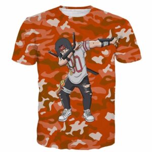 Naruto Sasuke Uchiha Camo Camouflage Dab Dance Red T-shirt - Konoha Stuff - 1