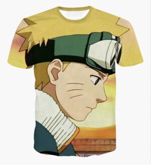 Naruto Shippuden Naruto Face Yellow Stylish 3D T-Shirt - Konoha Stuff