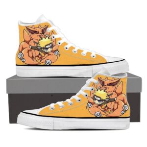 Naruto Uzumaki And His Kyuubi Fox Cool Orange Sneakers Shoes