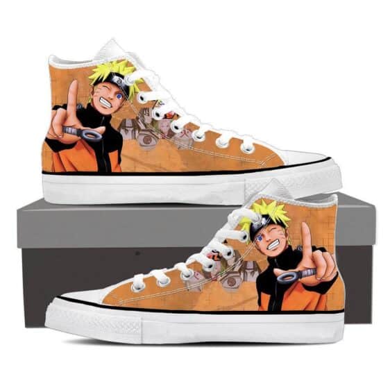 Naruto Uzumaki Anime Smiling Cute Cool Orange Sneakers Shoes