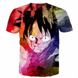 One Piece Angry Monkey D. Luffy Tie-dye Colorful 3D Cool T-Shirt - Konoha Stuff