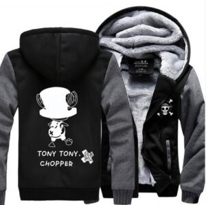 One Piece Doctor Tony Tony Chopper Cute Gray Black Hooded Jacket - Konoha Stuff
