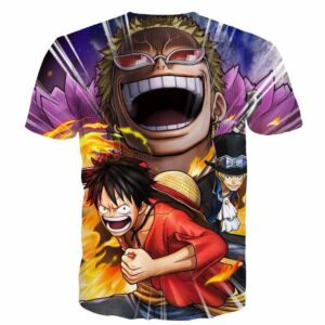 One Piece Luffy Sabo Laughing  Donquixote Doflamingo Battle T-shirt - Konoha Stuff - 2