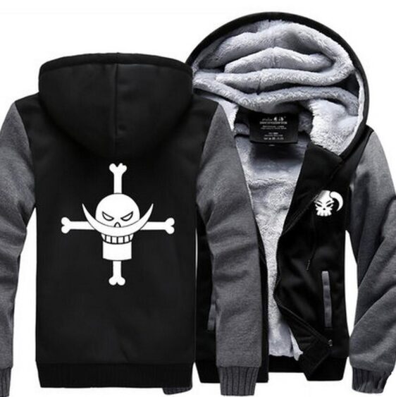One Piece Portgas D. Ace Fire Fist Ace Symbol Gray Black Hooded Jacket - Konoha Stuff