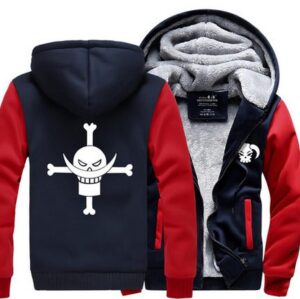 One Piece Portgas D. Ace Fire Fist Ace Symbol Red Navy Hooded Jacket - Konoha Stuff