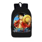 One Piece Smiling Monkey D. Luffy Straw Hat Black Backpack