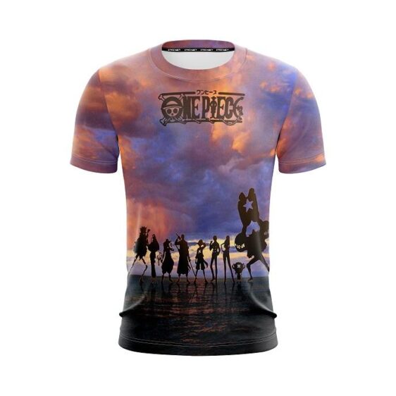 One Piece Straw Hat Crew Silhouette Beautiful Sunset T-Shirt