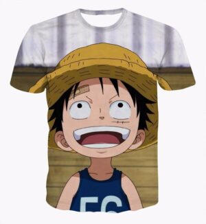 One Piece Super Cute Smiling Happy Young Straw Hat Luffy 3D T-Shirt - Konoha Stuff