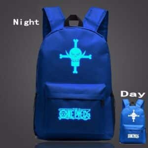 One Piece Symbol Navy Blue Luminous School Trendy Design Backpack - Konoha Stuff