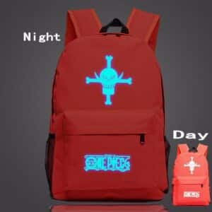 One Piece Symbol Red Fire Glowing Luminous School Trendy Design Backpack - Konoha Stuff