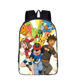 Pokemon Ash Brock Misty Pikachu Cute School Bag Backpack - Konoha Stuff