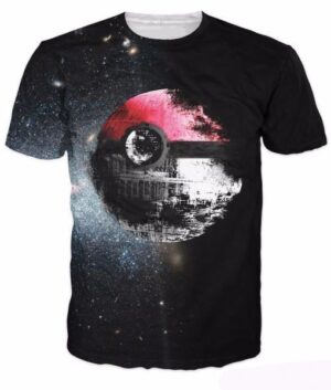 Pokemon Ball Symbol Planet Faded Dark Galaxy Stars Dope Black T-shirt - Konoha Stuff